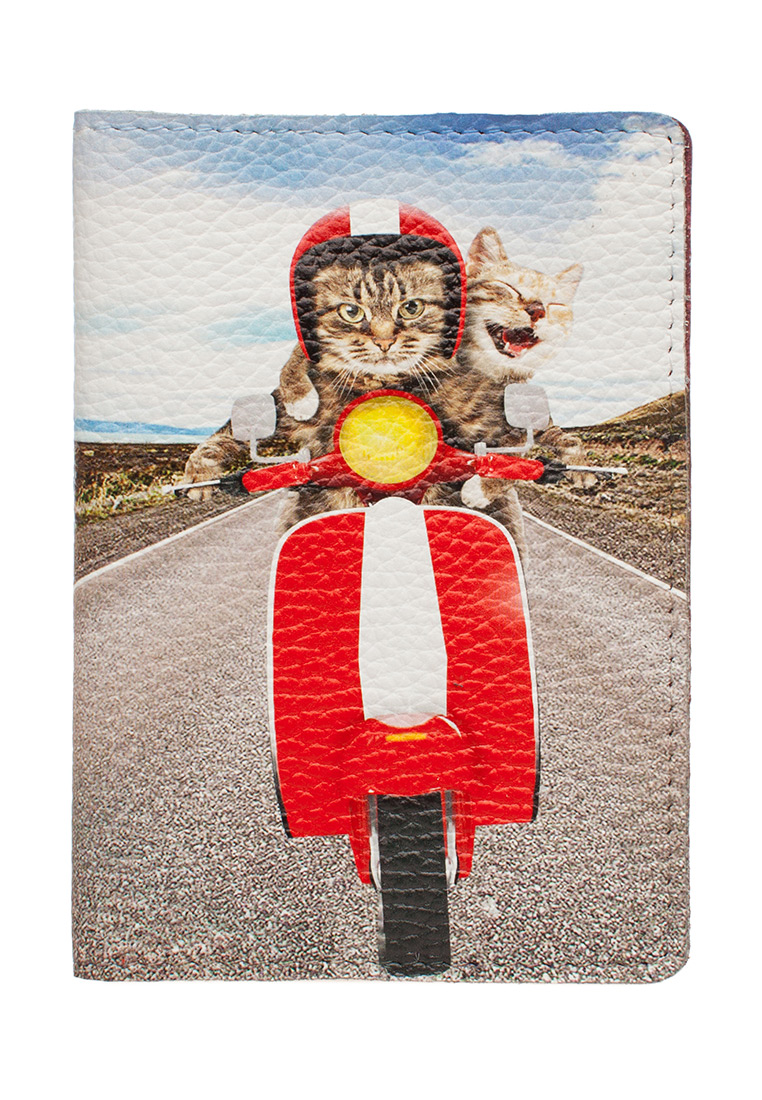 Обложка для автодокументов "Коты на мото"